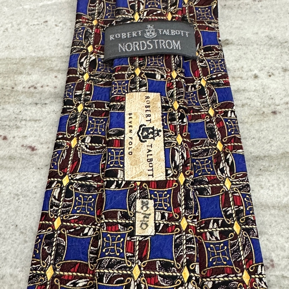 Robert Talbott Seven Fold Nordstrom 20/40 Geometric Blue Red Luxury Silk Tie